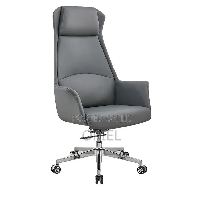 Office Chair : Executive Grey Ergonomic Office Leather Chair