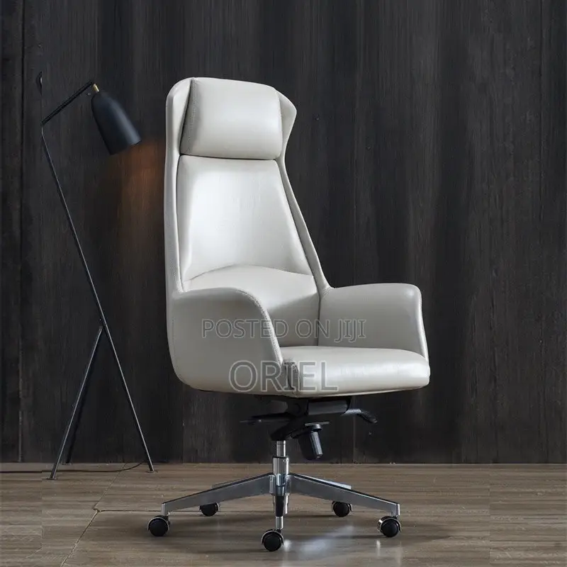 Office Chair : Executive Grey Ergonomic Office Leather Chair