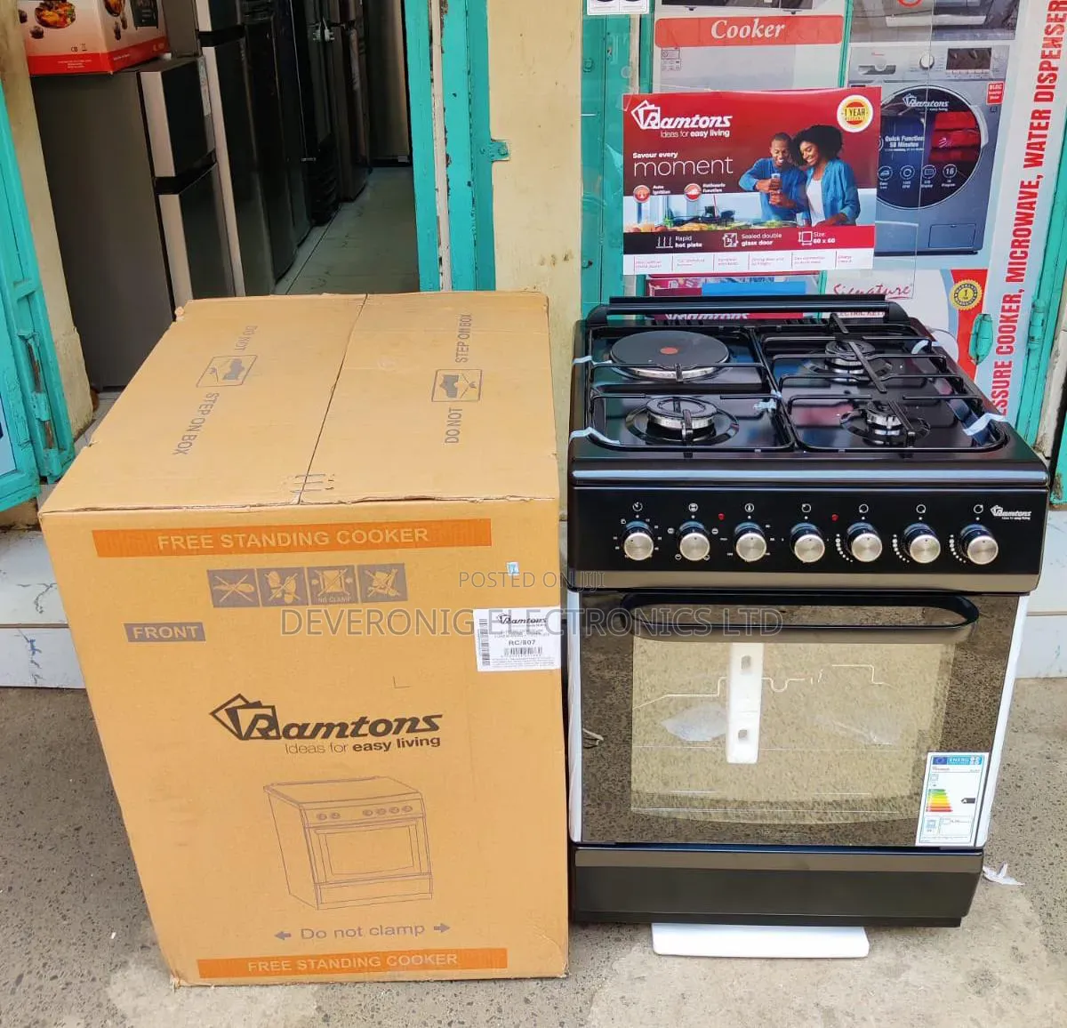 Ramtons Cooker 3g+1e 60x60cm Rc607 (Black)