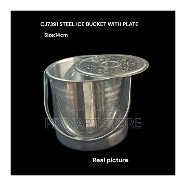 Stylish Steel Ice Bucket for Home and Hotel Use, 1.5 Litres