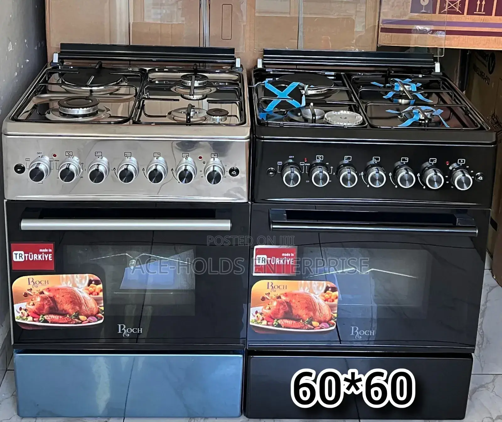 Roch Black/ Silver 50×55 Standing 3g, 1e Cooker, Electric Oven