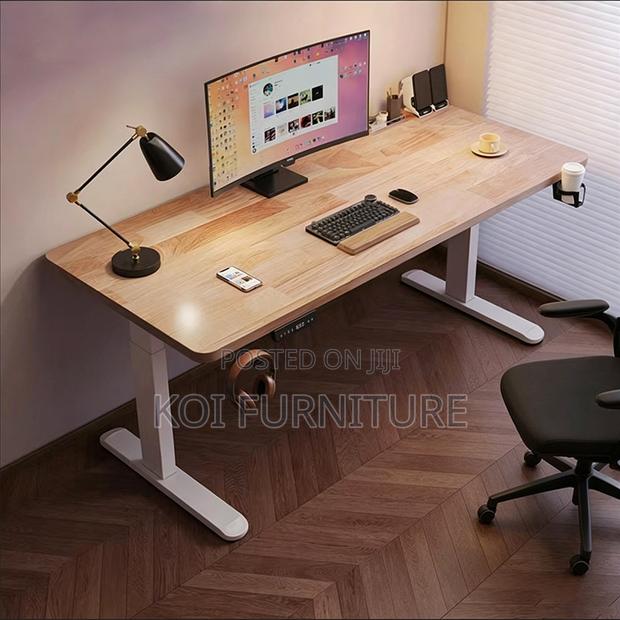 Office Desk : Toky2 1.8m Brown Modern Electric Height-Adjustable Desk