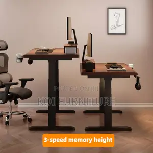 Office Desk : Toky2 1.8m Brown Modern Electric Height-Adjustable Desk