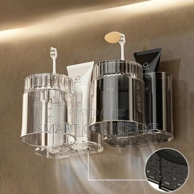Wall-Mounted Toothbrush Holder With Gargle Cup - thumbnail 2