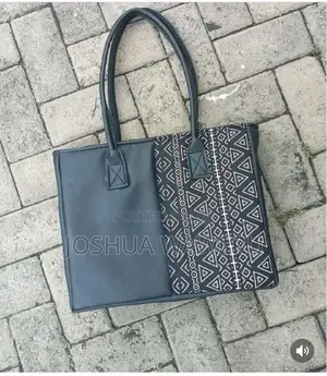 Grey Black Leather Laptop Bag