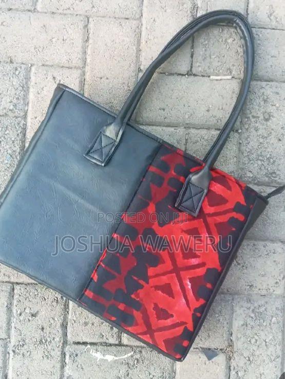 Grey Black Leather Laptop Bag - thumbnail 2