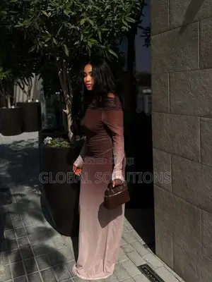 Temu Elegant Gradient Positioning Print Off-Shoulder Dress