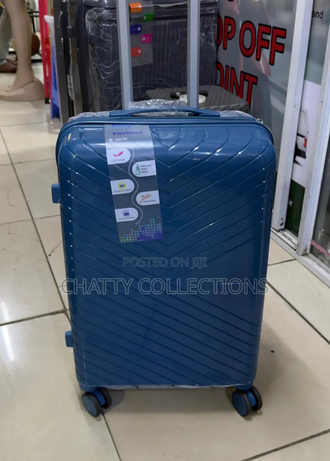 Navy Blue Medium Size Rubber Unbreakable Rubber Suitcase 57cm