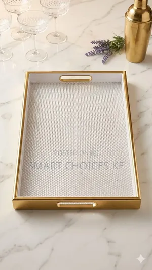 Gold-Trimmed Prismatic Vanity Tray
