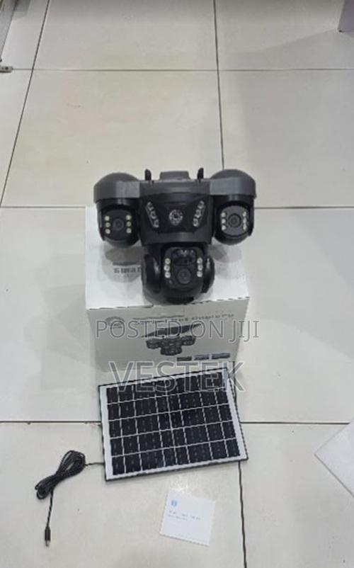 Triple Lens PTZ Solar Security Camera Two Way Audio and Motion Alerts