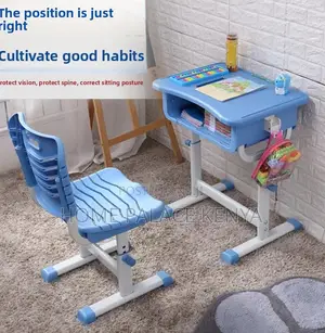 Study Desk: Plastic Student Desk and Chair Set