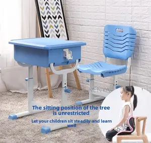 Study Desk: Plastic Student Desk and Chair Set