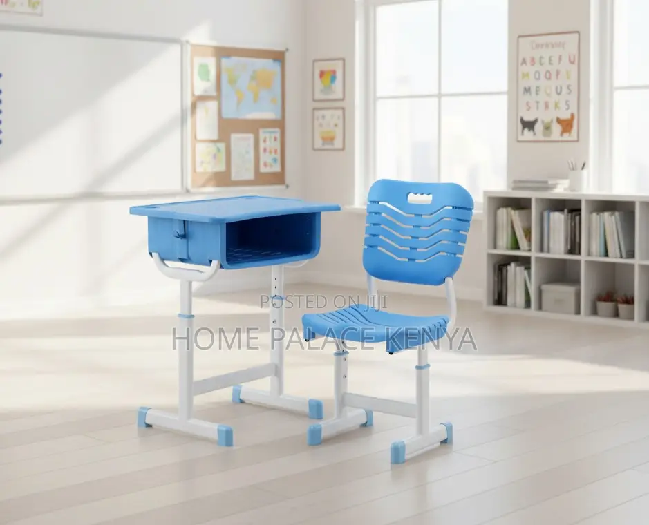 Study Desk: Plastic Student Desk and Chair Set