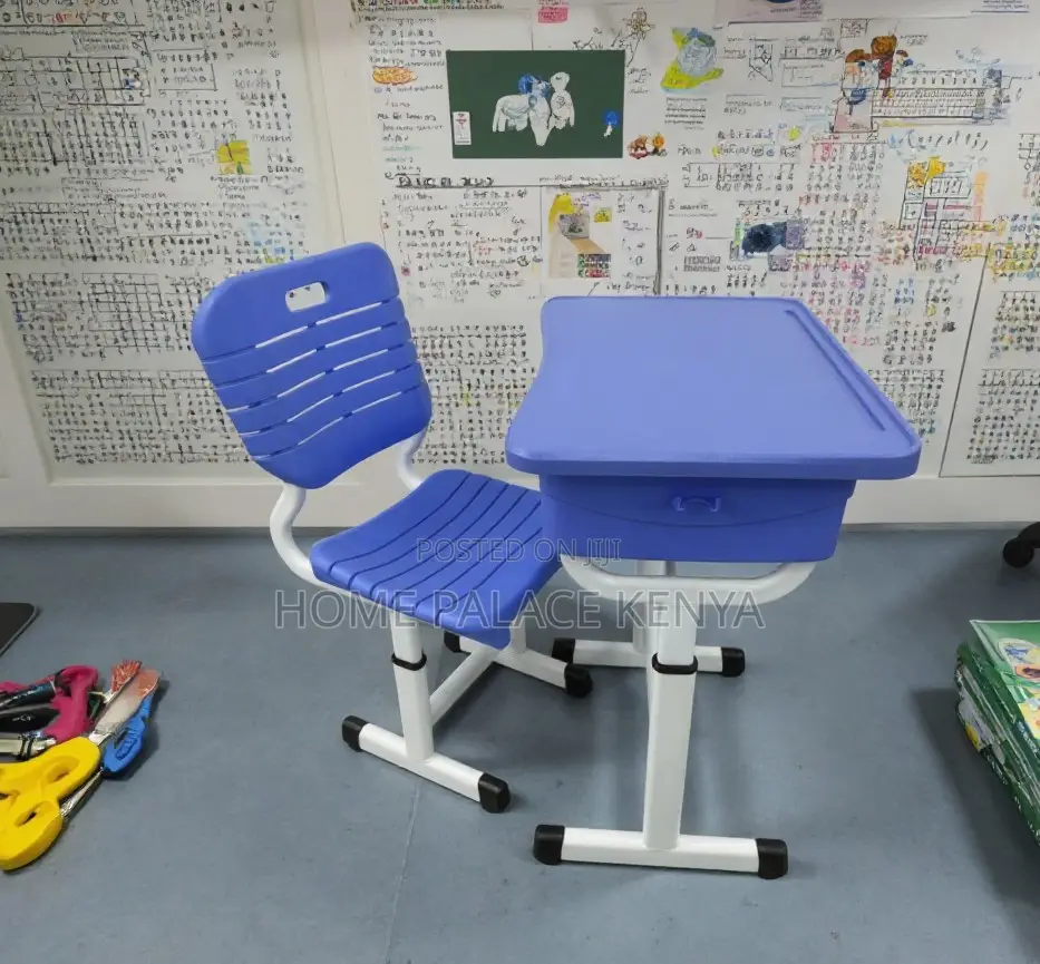 Study Desk: Plastic Student Desk and Chair Set