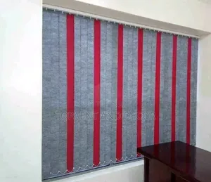 Grey With Red Match Vertical Blinds