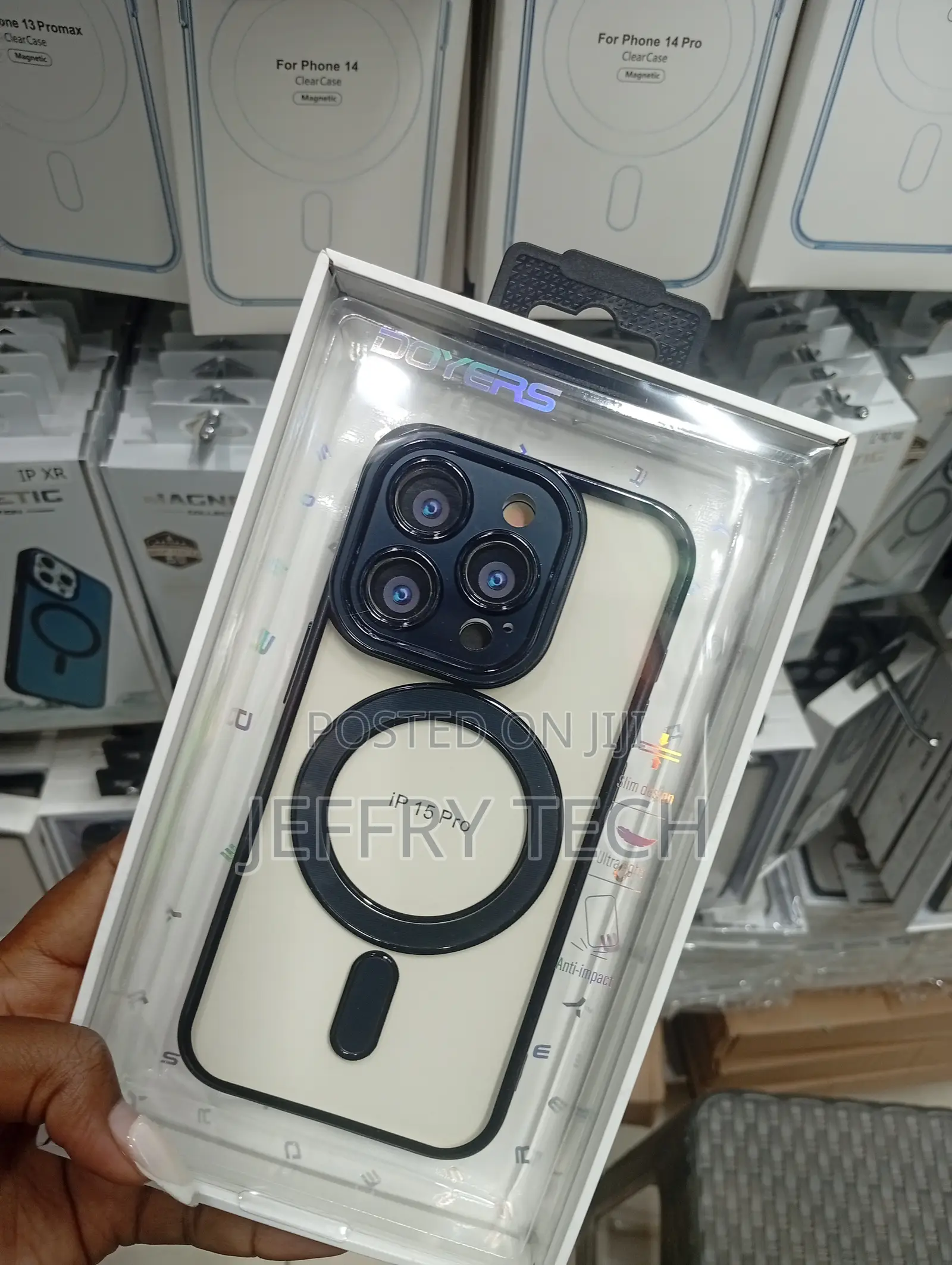 iPhone 15 Pro Dark-Colored Magnetic Ring Integrated Case