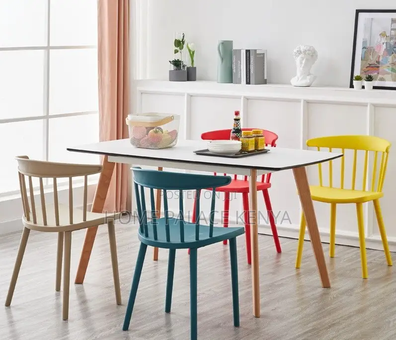 Home Chair: High Back Stackable Plastic Dining Chair