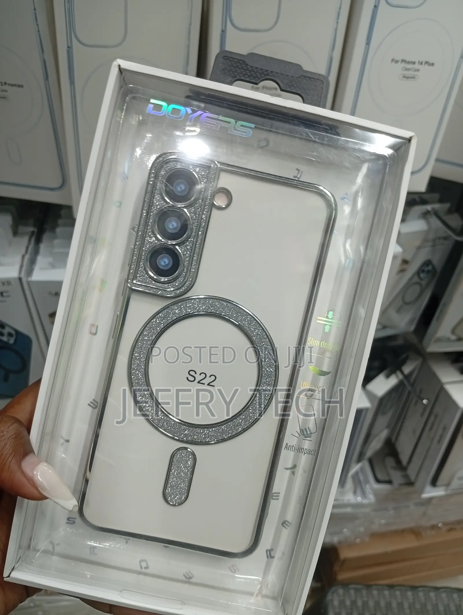 Samsung Galaxy S22 Clear, Glitter-Accented Magnetic