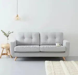 Home Sofa: 2 Seater Fabric Sofa With Wooden Legs