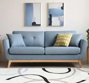 Home Sofa: 2 Seater Fabric Sofa With Wooden Legs