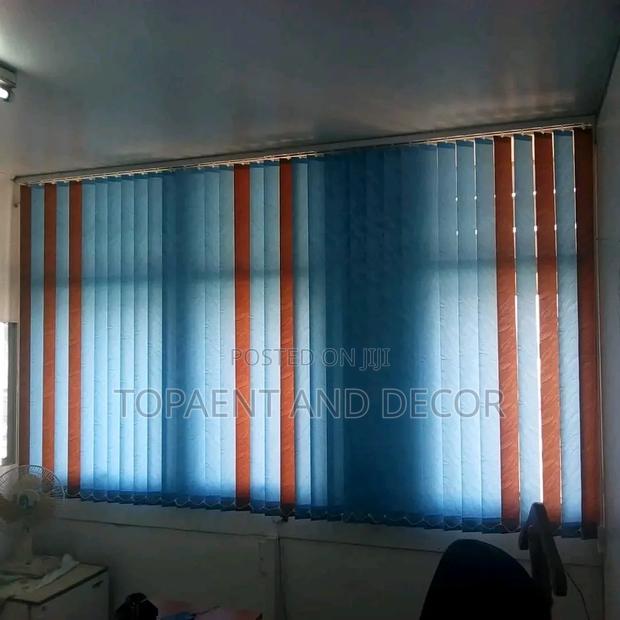 Orange With Blue Office Curtains