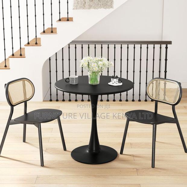 Black Marble Eames Round Restaurant Dining Table - thumbnail 3