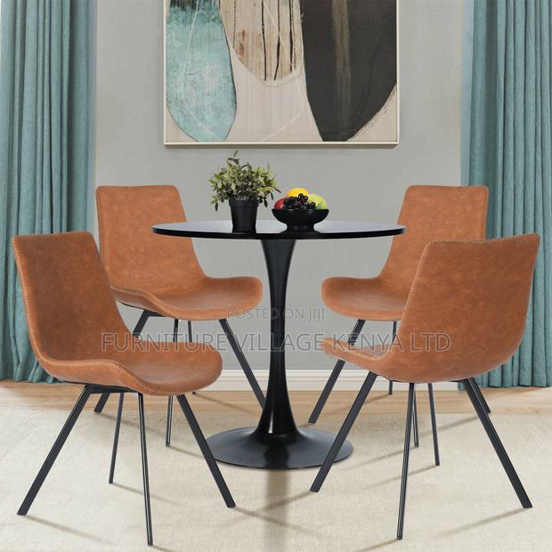 Black Marble Eames Round Restaurant Dining Table - thumbnail 5