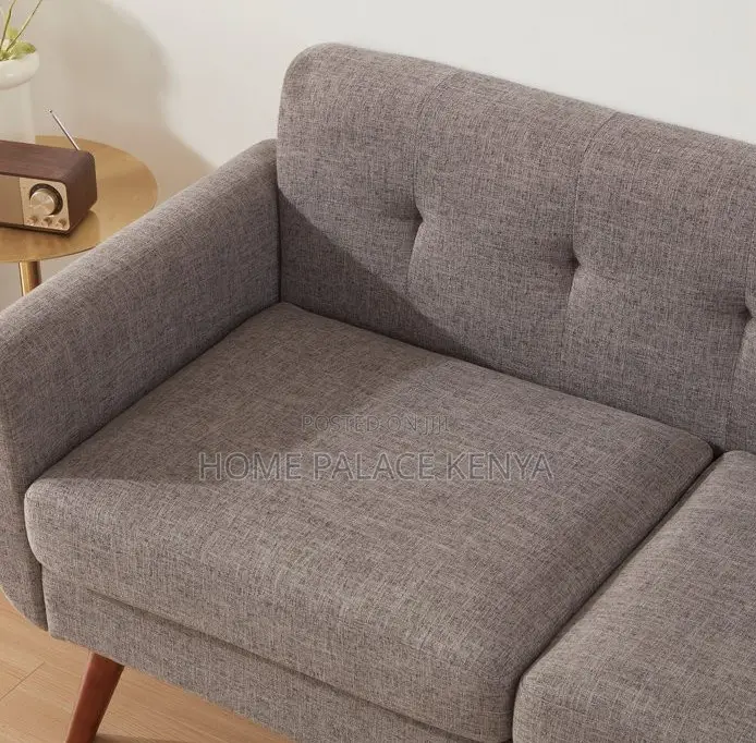Home Sofa: 2 Seater Fabric Sofa With Wooden Legs