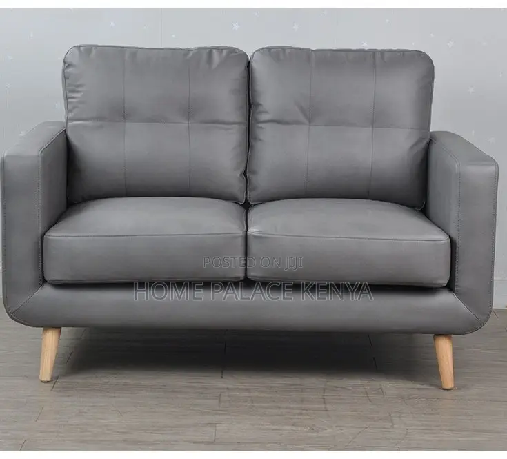 Home Sofa: 2 Seater Fabric Sofa With Wooden Legs
