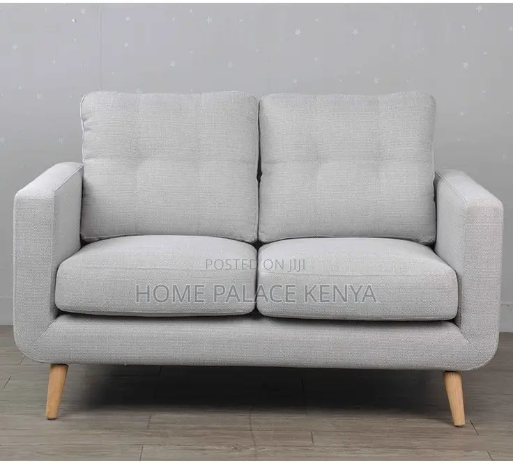 Home Sofa: 2 Seater Fabric Sofa With Wooden Legs