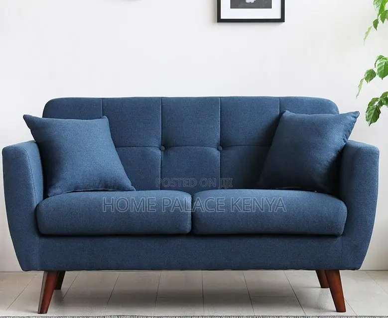 Home Sofa: 2 Seater Fabric Sofa With Wooden Legs