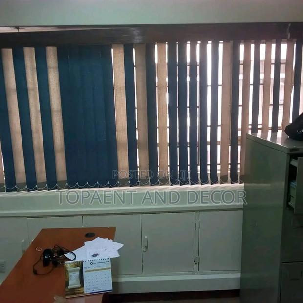 Blue With Beige Office Window Curtains - main view