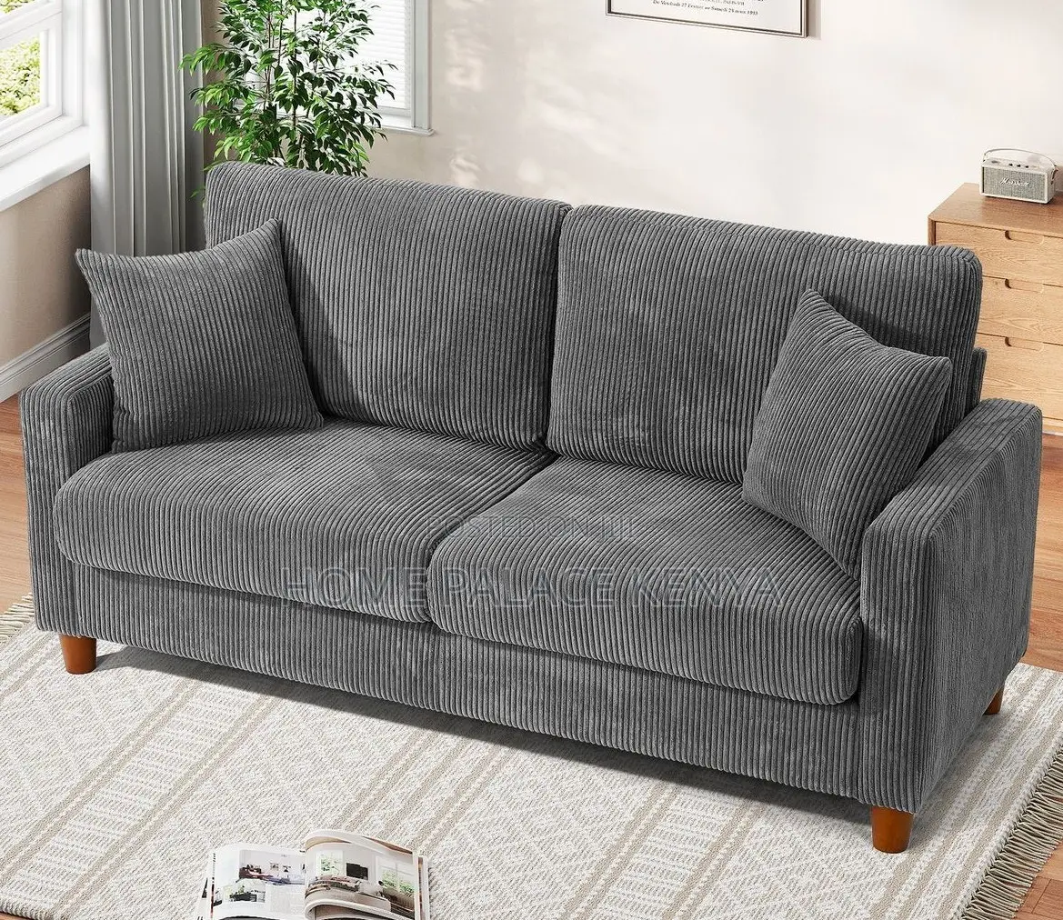 Home Sofa: 2 Seater Fabric Sofa With Wooden Legs