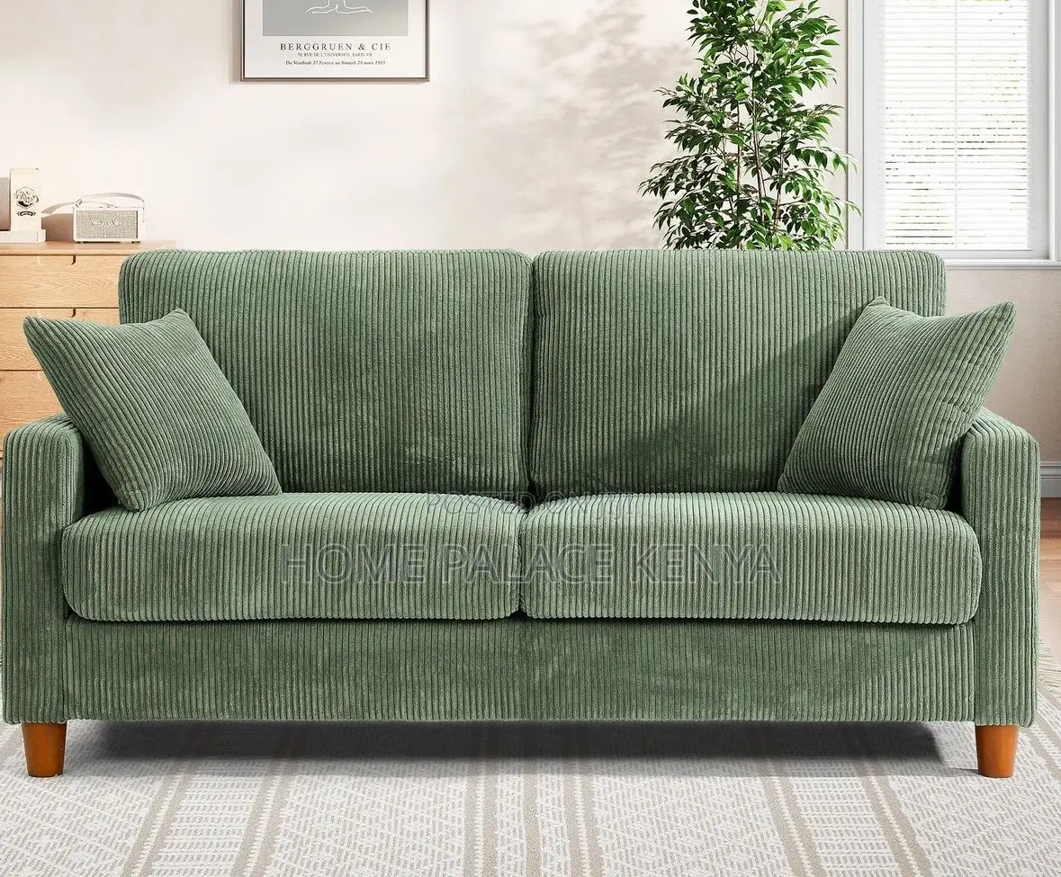 Home Sofa: 2 Seater Fabric Sofa With Wooden Legs