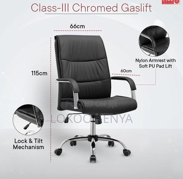 Office Chair; Leather Swivel Executive Office Work Chair - thumbnail 3