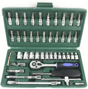 46pcs Socket Wrench Set Tool Kit Chrome Vanadium Sockets Bits