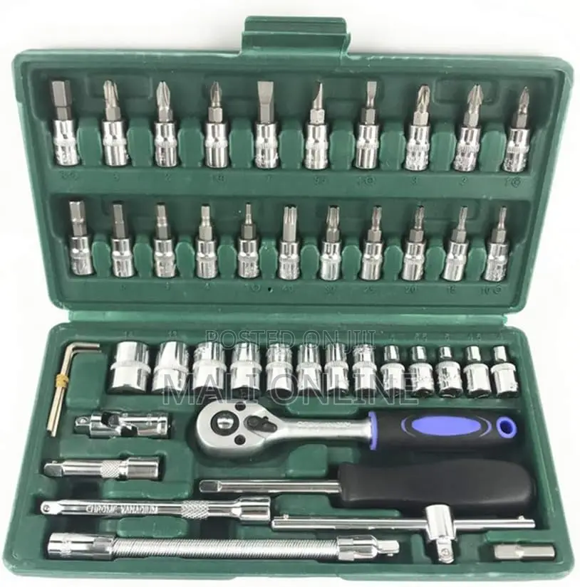 46pcs Socket Wrench Set Tool Kit Chrome Vanadium Sockets Bits