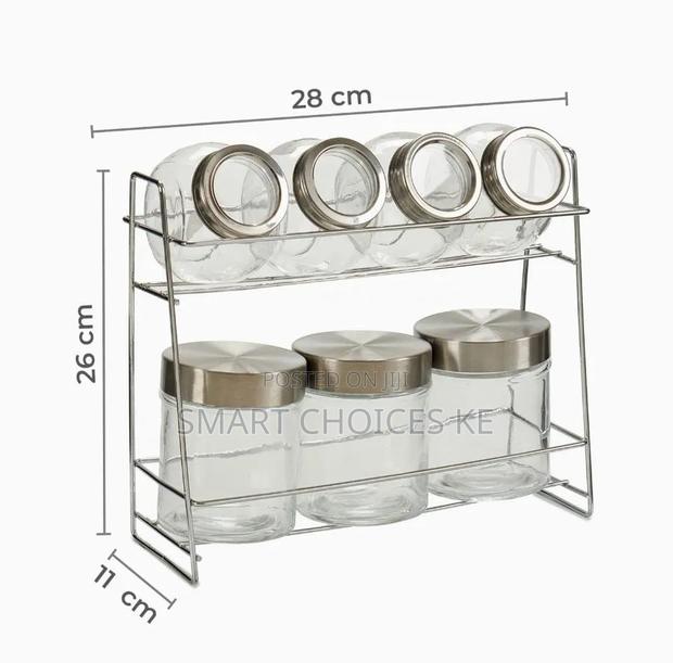 Set of 7 Glass Jars for Spices or Food. They Have an Airtight Lid