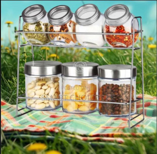Set of 7 Glass Jars for Spices or Food. They Have an Airtight Lid - thumbnail 2