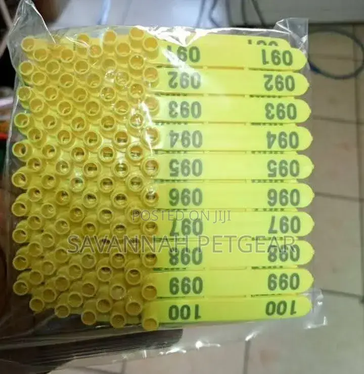 Yellow Plastic 'C' Tags for Livestock Identification and Management