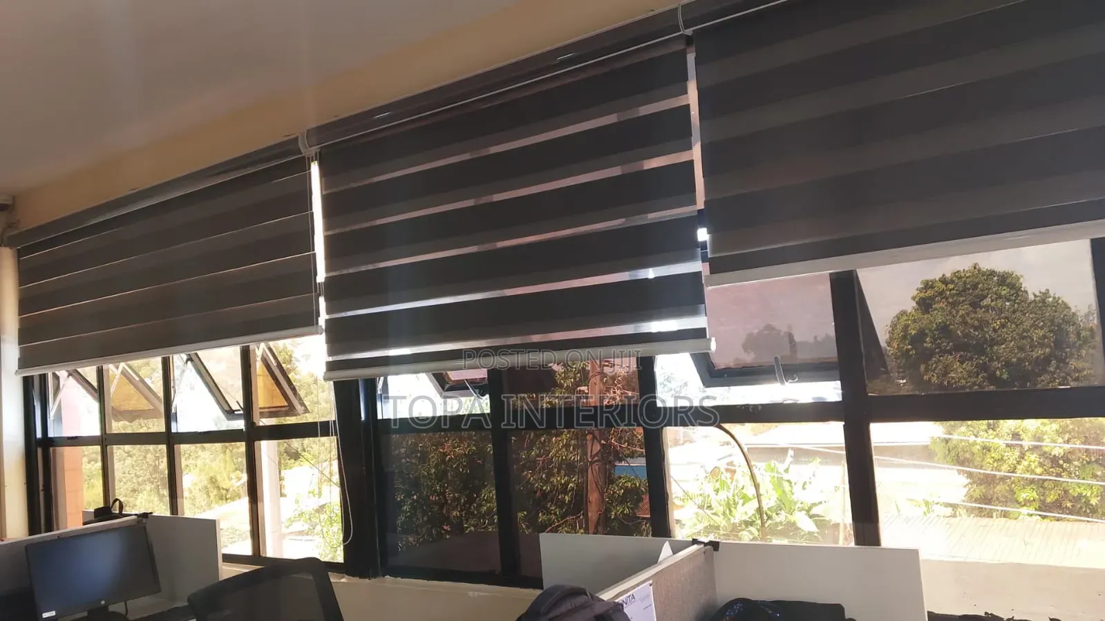 Grey Roller Blinds for Office Decoration and Privacy