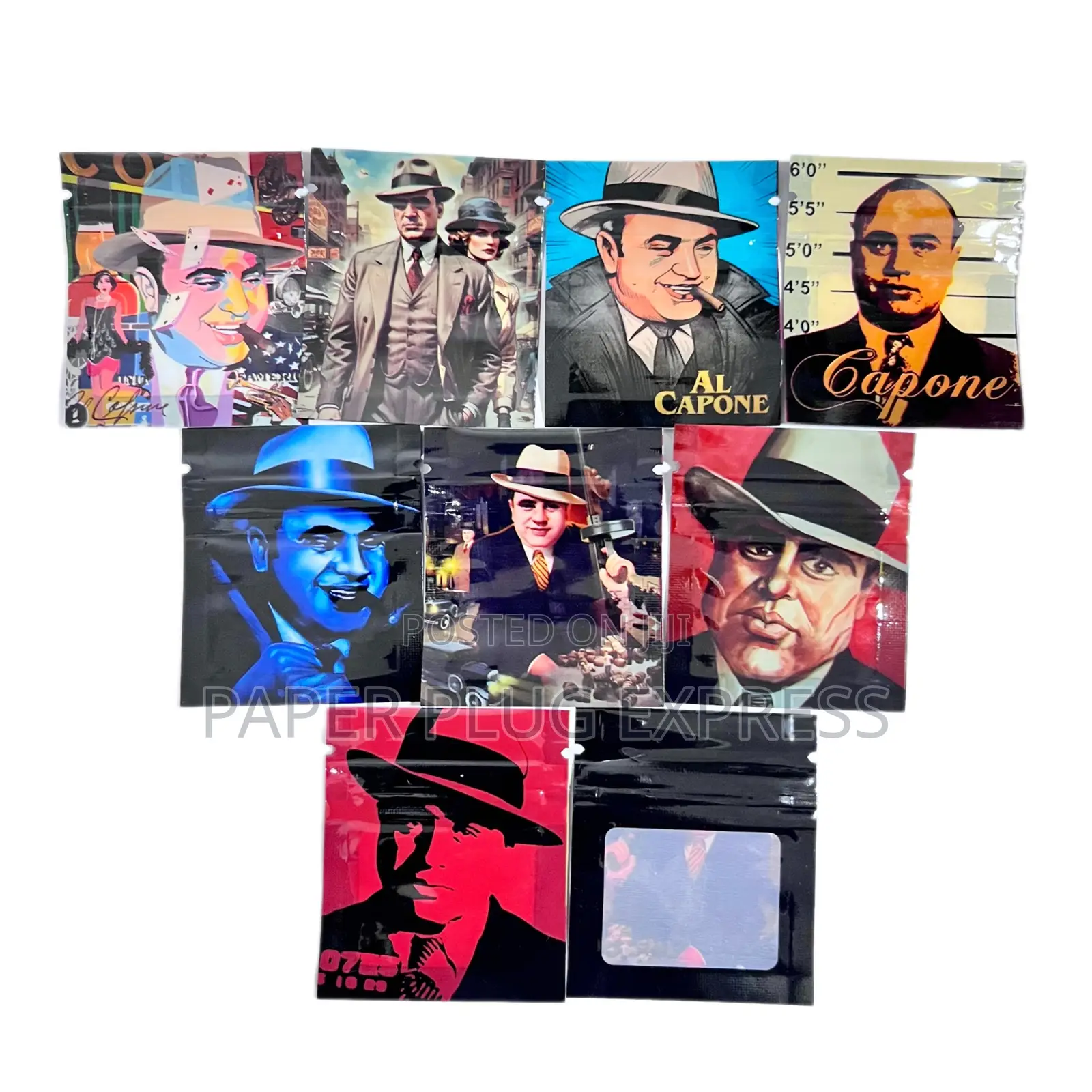 Al Capone Mixed Designs Mylar Small Ziplock Bag - 1g (100 Pcs)