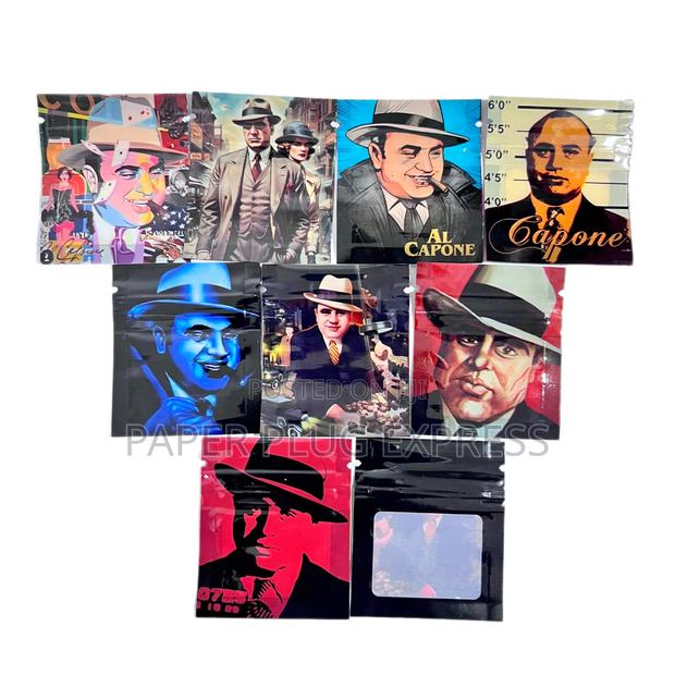 Al Capone Mixed Designs Mylar Small Ziplock Bag - 1g (100 Pcs)