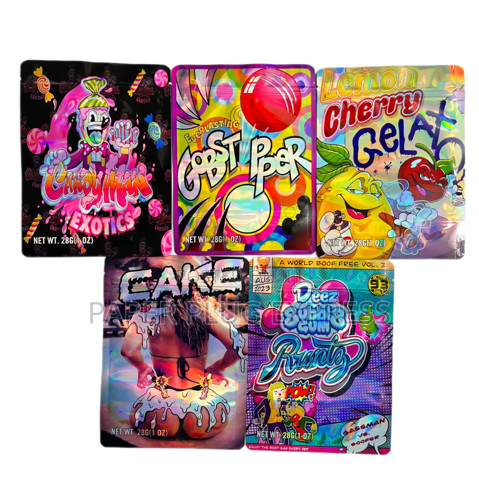 Cake - Mixed Designs - Mylar Ziplock Smell Proof Bag - 28g (100pcs)