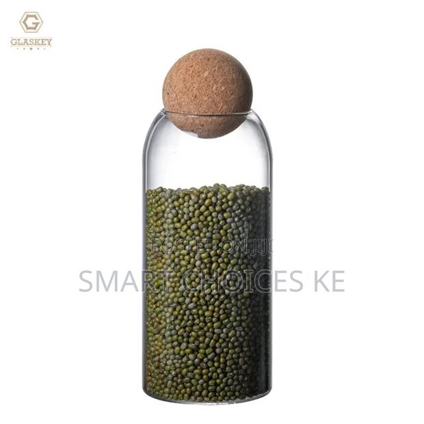 3pc Glass Storage Jars With Cork Lids - thumbnail 3