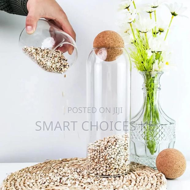 3pc Glass Storage Jars With Cork Lids - thumbnail 6