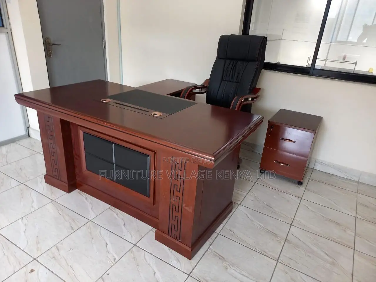 1800mm Mahogany L-Shaped Boss Work Office Desk