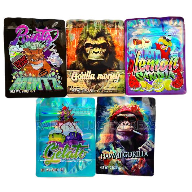 Gorilla Mixed Desings - Mylar Ziplock Smell Proof Bag - 28g (100pcs)