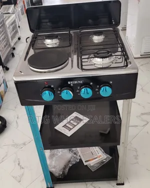 Rebune 3 Gas + 1 Electric Burner Standing Stove With Shelves