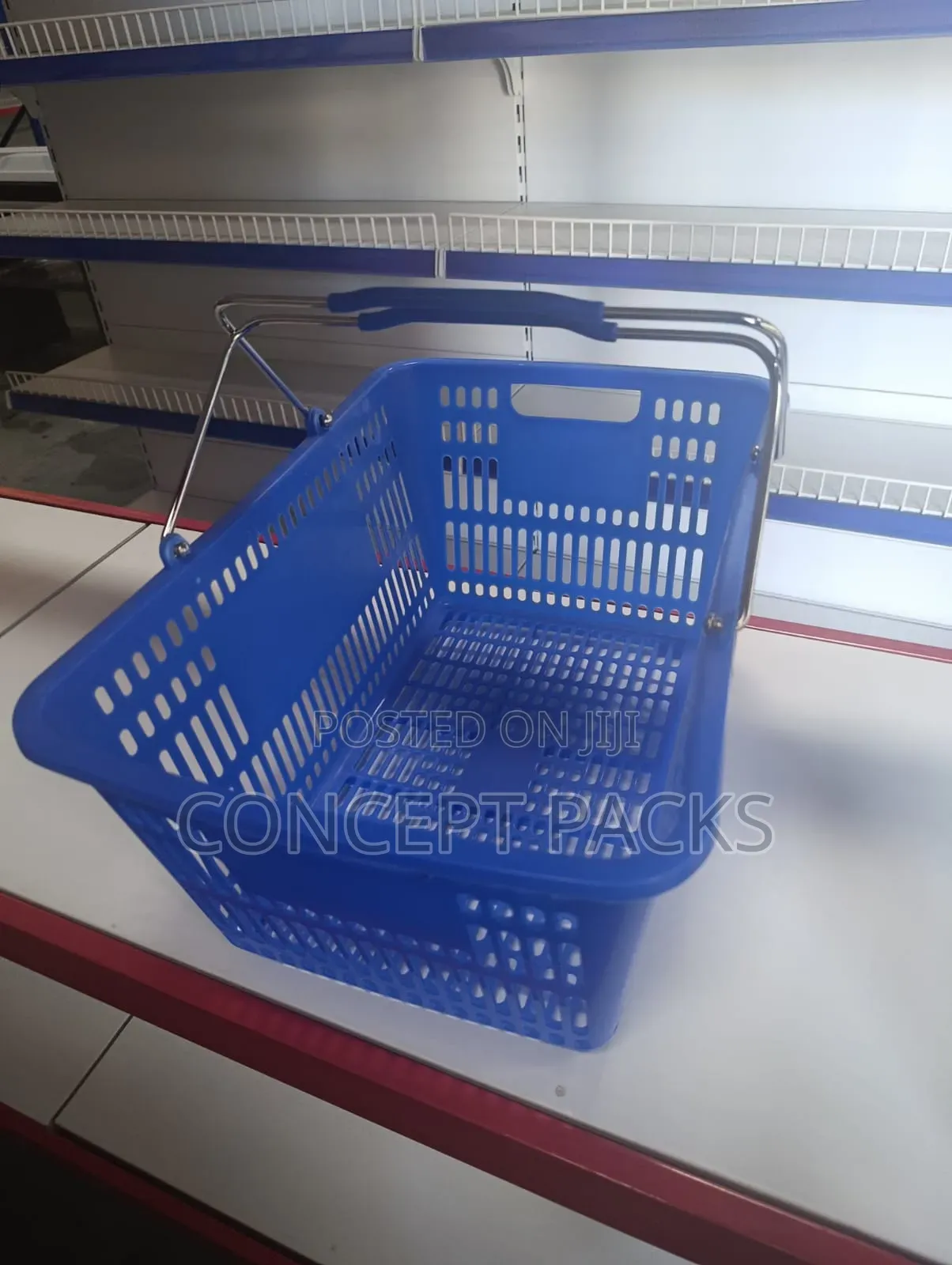 30l Plastic Shopping Basket, Metallic Handles